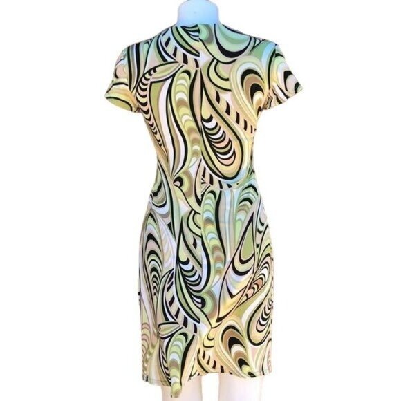 Vintage Y2K SL Fashions Maxi Sage Green Black Dress Size 4 - Picture 5 of 8